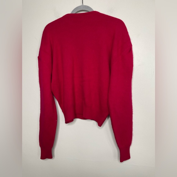 Benetton VTG Made in Italy Berry Bubble Sleeved Lambwool Rabbit Hair Sz 46 US 12 - Picture 7 of 9